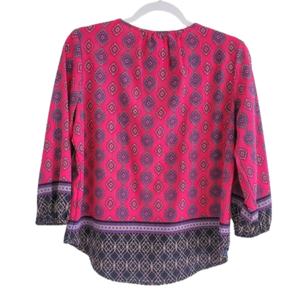 2/$35 SALE RUBY Rd Boho Peasant  Deep Pink flowy sleeve blouse. Size PS LIKE NEW - Picture 2 of 10